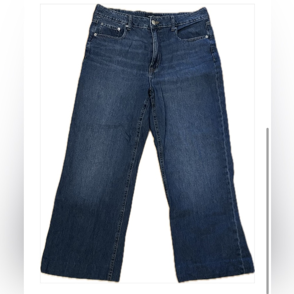 Aeropostale Dark Blue Flare Jeans High Rise Wide Leg 14R -Inseam 29 inch